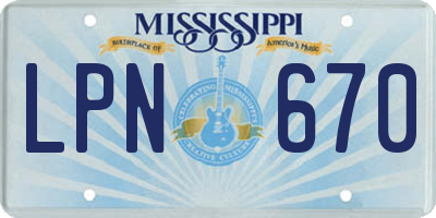 MS license plate LPN670