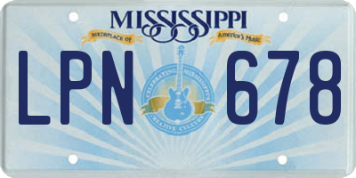 MS license plate LPN678
