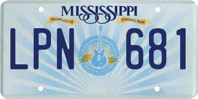 MS license plate LPN681