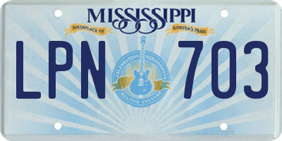 MS license plate LPN703