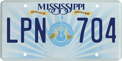 MS license plate LPN704