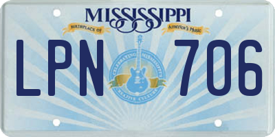 MS license plate LPN706