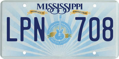 MS license plate LPN708