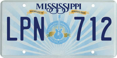 MS license plate LPN712