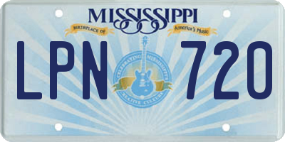 MS license plate LPN720