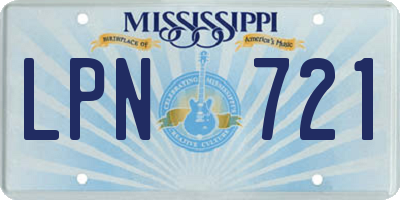 MS license plate LPN721
