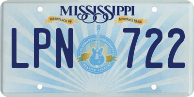 MS license plate LPN722