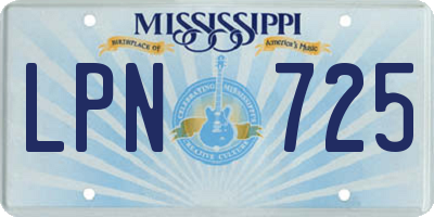 MS license plate LPN725