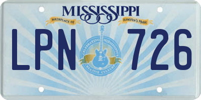 MS license plate LPN726