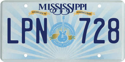 MS license plate LPN728