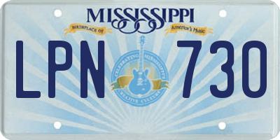 MS license plate LPN730