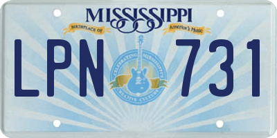 MS license plate LPN731