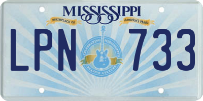 MS license plate LPN733