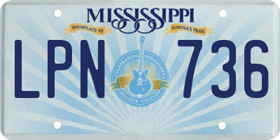 MS license plate LPN736