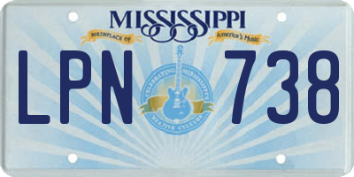 MS license plate LPN738