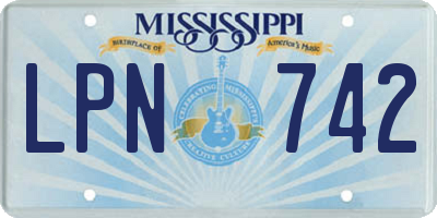 MS license plate LPN742