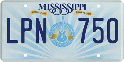 MS license plate LPN750