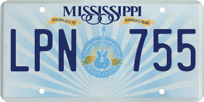 MS license plate LPN755
