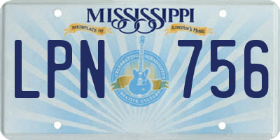 MS license plate LPN756