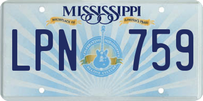 MS license plate LPN759