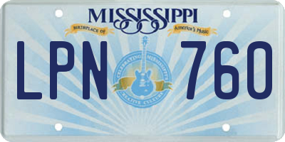 MS license plate LPN760