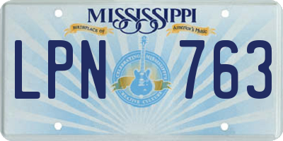 MS license plate LPN763
