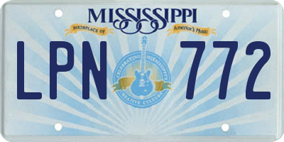 MS license plate LPN772