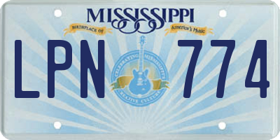 MS license plate LPN774