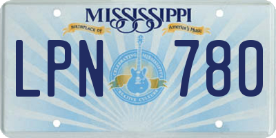 MS license plate LPN780