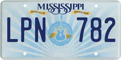 MS license plate LPN782