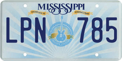 MS license plate LPN785
