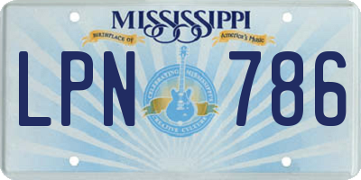 MS license plate LPN786