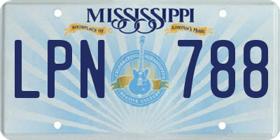 MS license plate LPN788