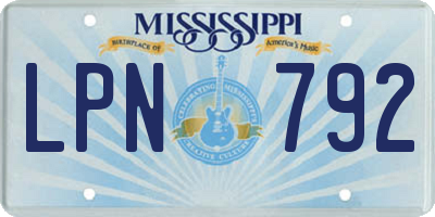 MS license plate LPN792