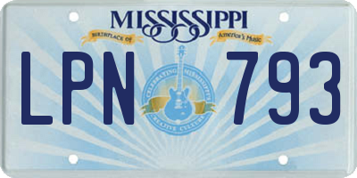 MS license plate LPN793