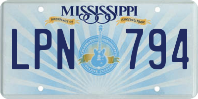 MS license plate LPN794