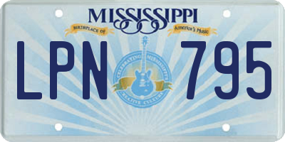 MS license plate LPN795