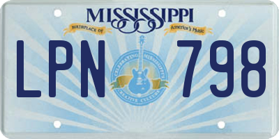 MS license plate LPN798