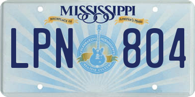 MS license plate LPN804
