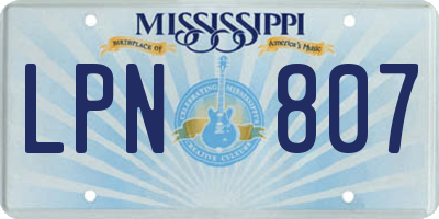 MS license plate LPN807