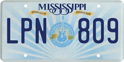 MS license plate LPN809