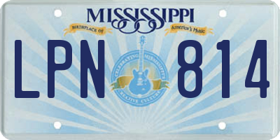 MS license plate LPN814