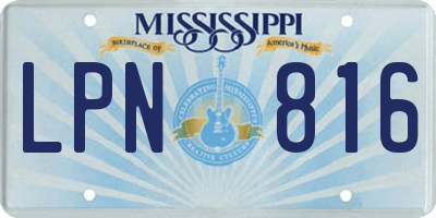 MS license plate LPN816