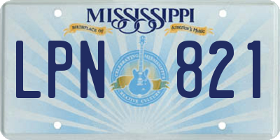 MS license plate LPN821