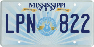 MS license plate LPN822