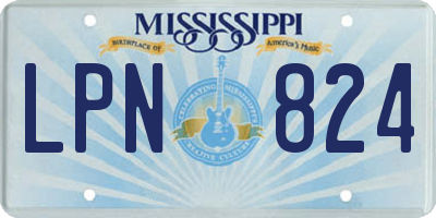 MS license plate LPN824
