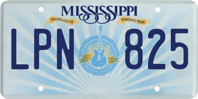 MS license plate LPN825