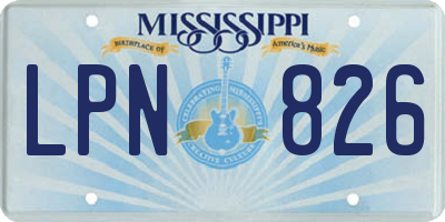MS license plate LPN826