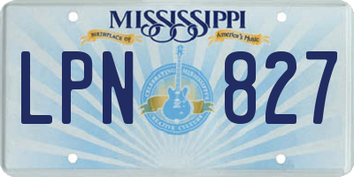 MS license plate LPN827