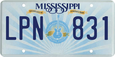 MS license plate LPN831